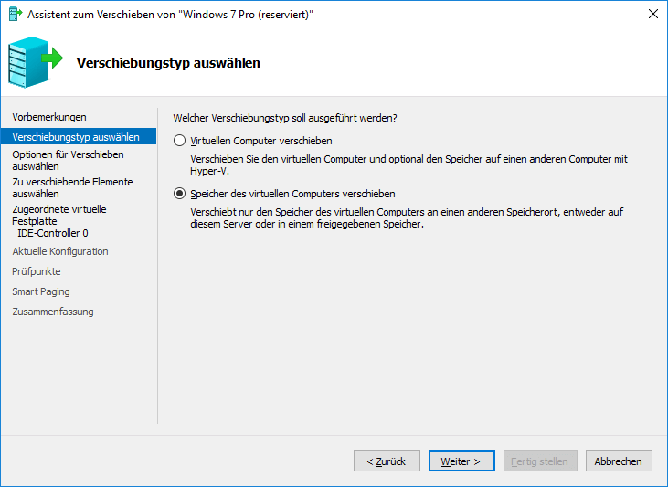 3. Verschiebungstyp wählen
