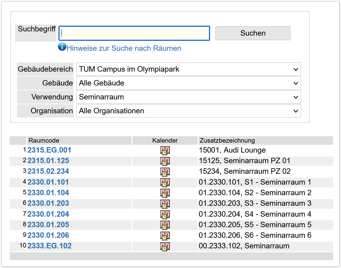 Suche Seminarraum