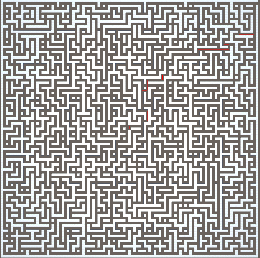 Maze with shortest solution visible
