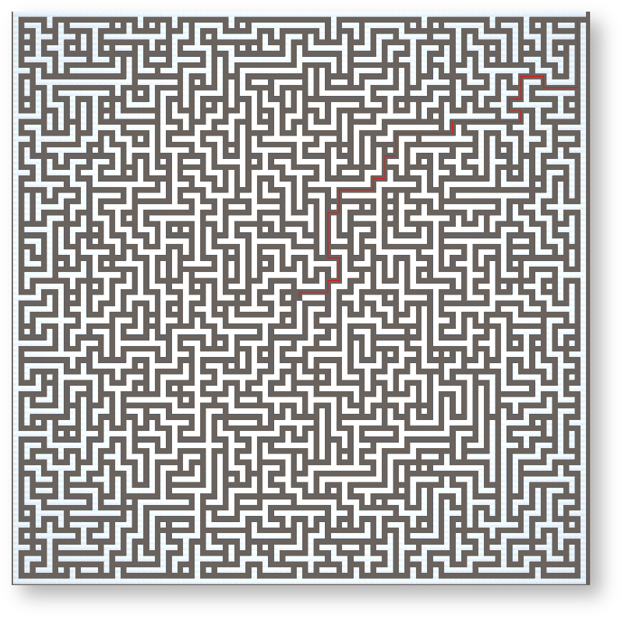 Maze with shortest solution visible