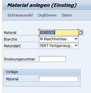 Materialstammsatz ändern, SAP-Kurzcode MM01