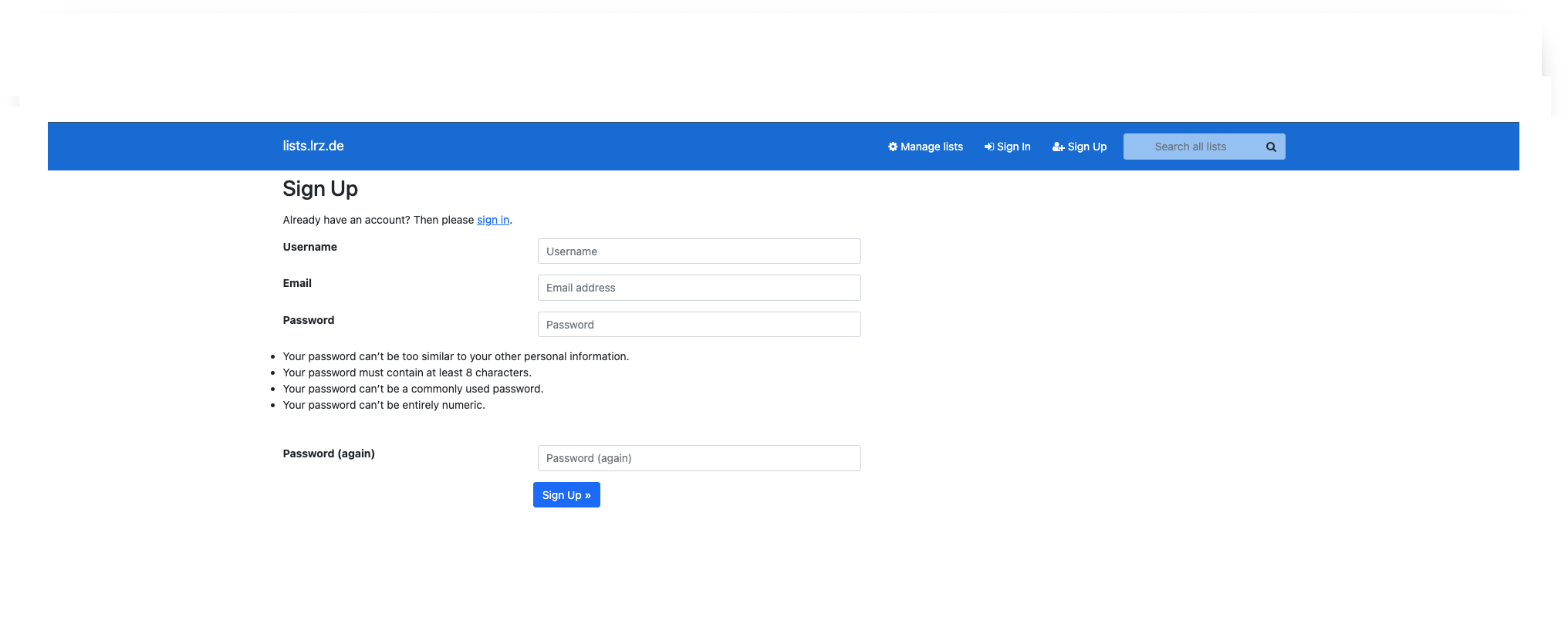 3. Sign Up